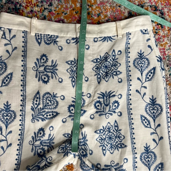 Zara Linen Embroidered Culottes Wide‎ Leg Pants Size Large - Picture 15 of 16
